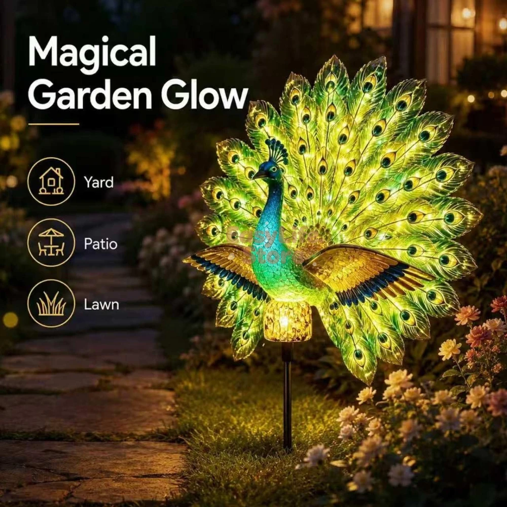 Outdoor Lighting Setup - Solarna rzeźba pawia do ogrodu, dekoracyjne