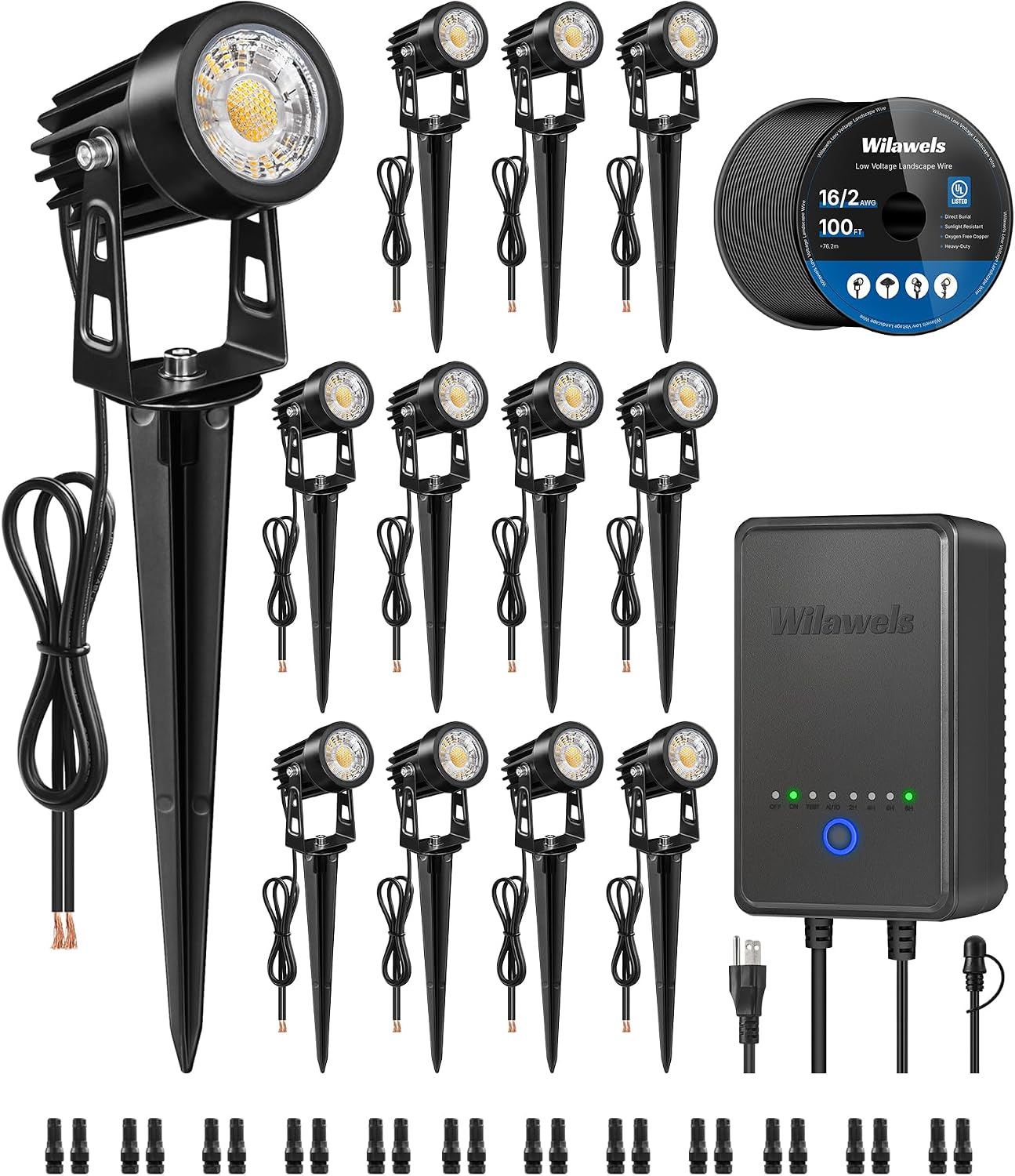 Outdoor Lighting Kit With Transformer - Zestaw oświetlenia LED do ogrodu, niskonapięciowy,