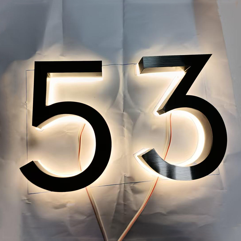 Outdoor Lighting Logo - Metalowy numer domu 3D LED, zewnętrzny,