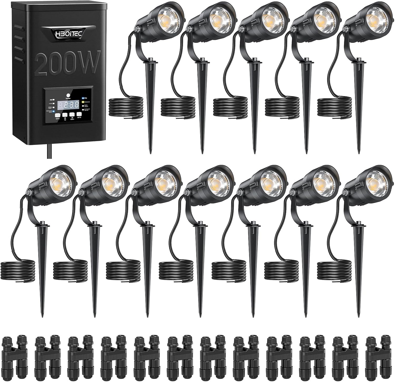 Outdoor Lighting Kit With Transformer - Zestaw oświetlenia krajobrazowego 12W, transformator niskonapięciowy