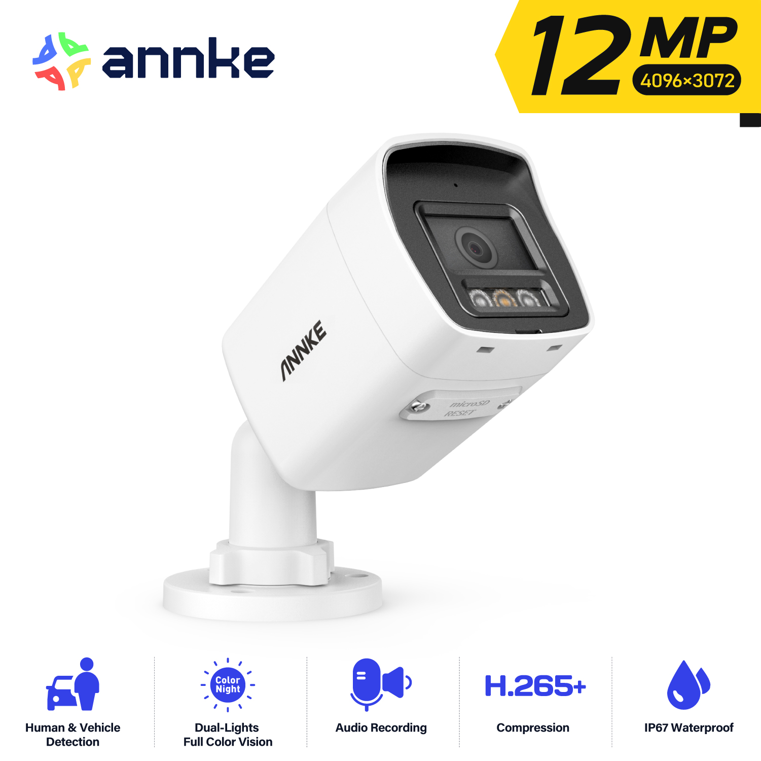 Outdoor Lighting Under Roof - ANNKE 12MP Kamera Bezpieczeństwa PoE Zewnętrzna,