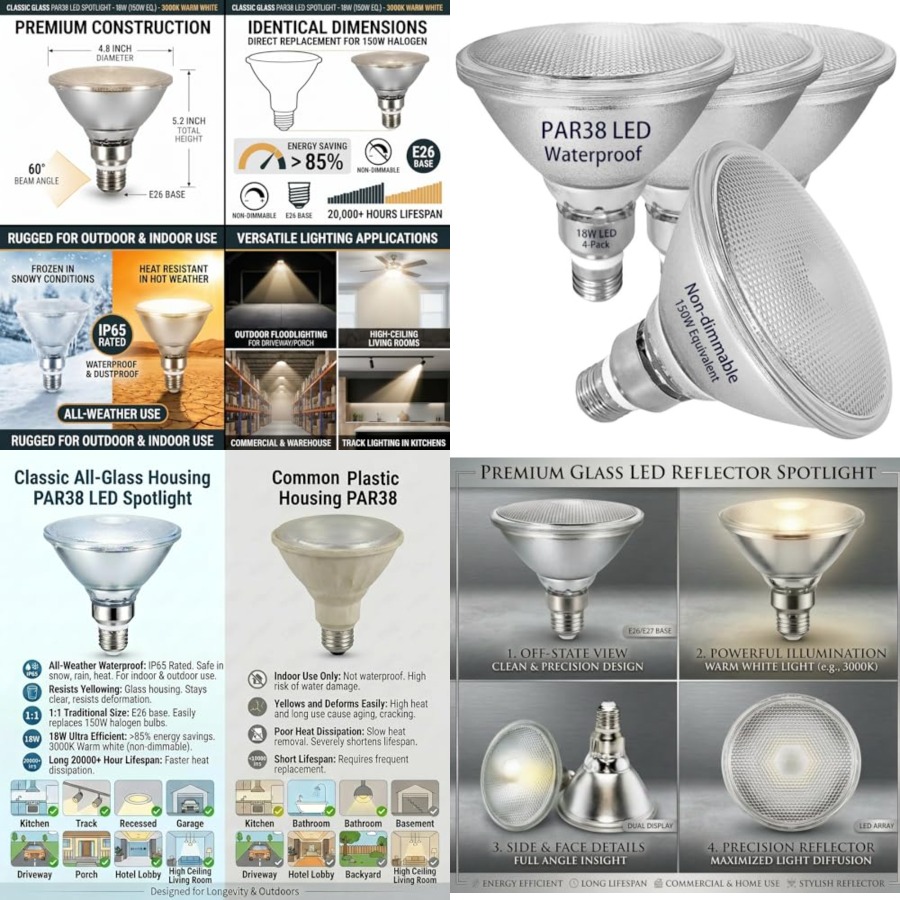 Szklane reflektory LED PAR38,  – Led Flood Light recenzja i cena